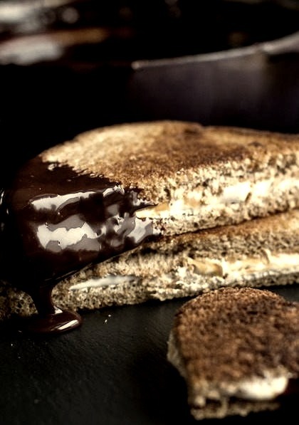 Toasted Fluffernutters with Cabernet Chocolate Fondue Half Baked Harvest on We Heart It.