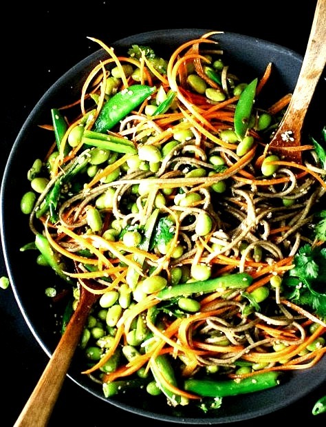(via Sugar Snap Pea and Carrot Soba Noodles Cookie and Kate)