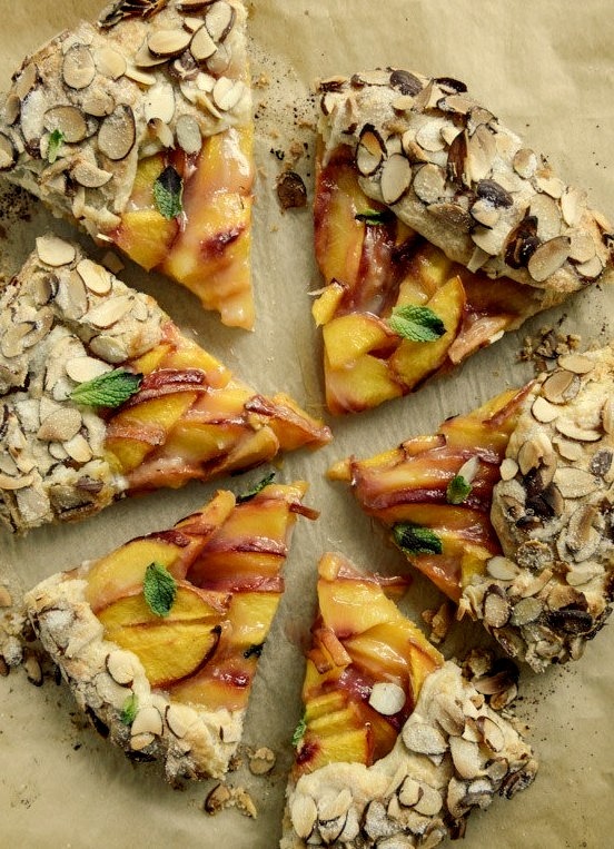 Ginger peach galette with almond crust