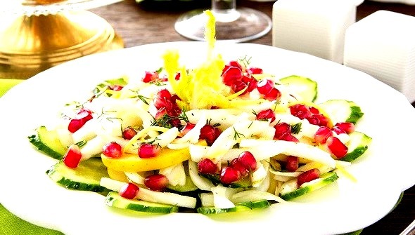 Fennel salad with cucumbers, apples and pomegranate. by Lesya76 on Flickr.