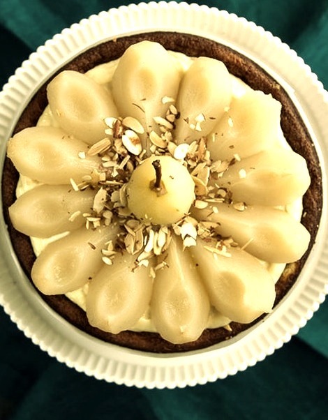 White Chocolate Cake w/Vanilla Poached Pears Hungry Rabbit on We Heart It.
